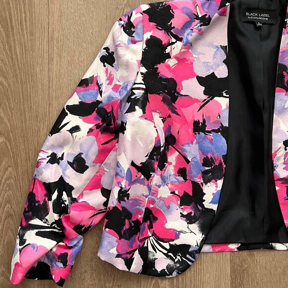 Black Label by Evan Picone NWOT Floral Pink/Purple Cropped Blazer - Picture 6 of 12